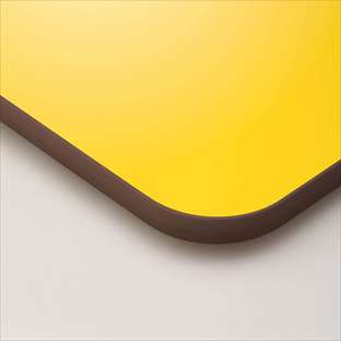 テーブル天板 メラミン化粧板 ソフトエッジ巻き ブラウン 角R アクセントカラー単色